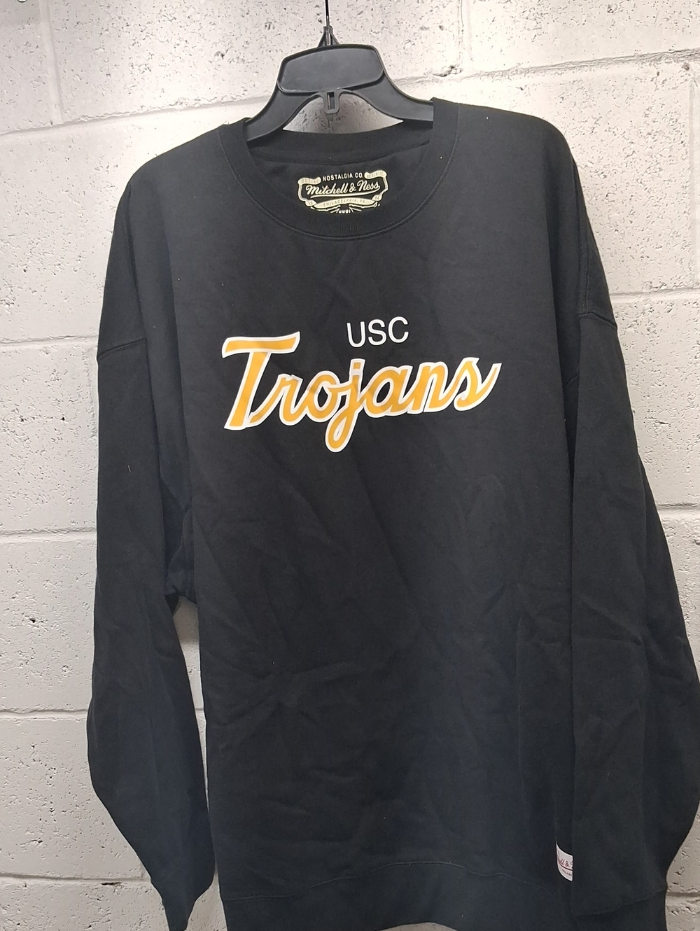 NWT Mens XXXL Mitchell & Ness USC Trojans Black Crewneck Sweatshirt